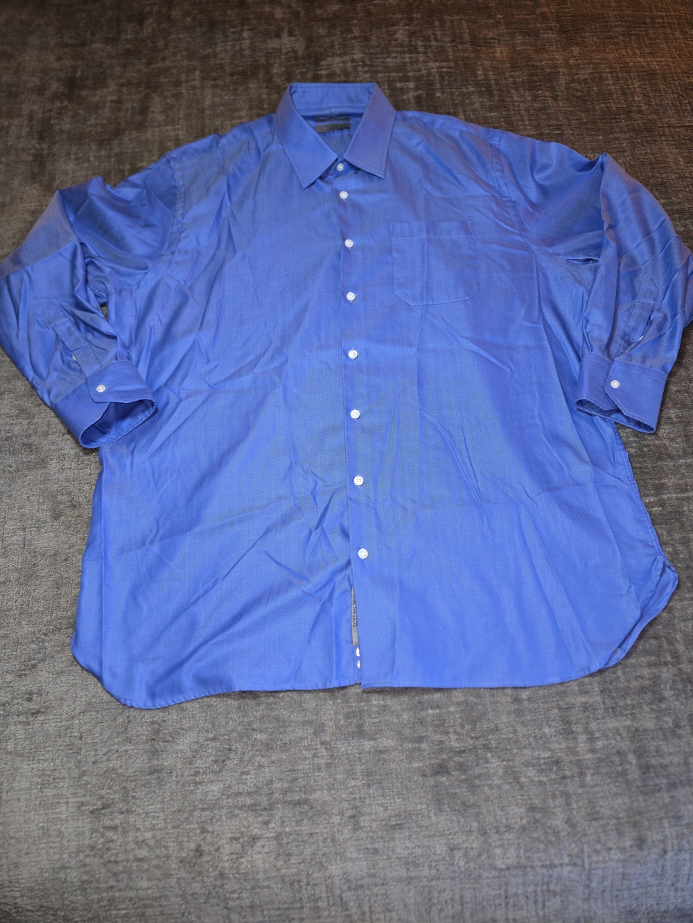 John W Nordstrom Men's Dress Shirt, Size 18x35 Blue Traditional Fit 100% Cotton